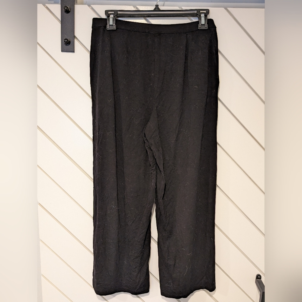 Joan Vass Pull-On Casual Wide-Leg Black Pants Size Small - Picture 2 of 3